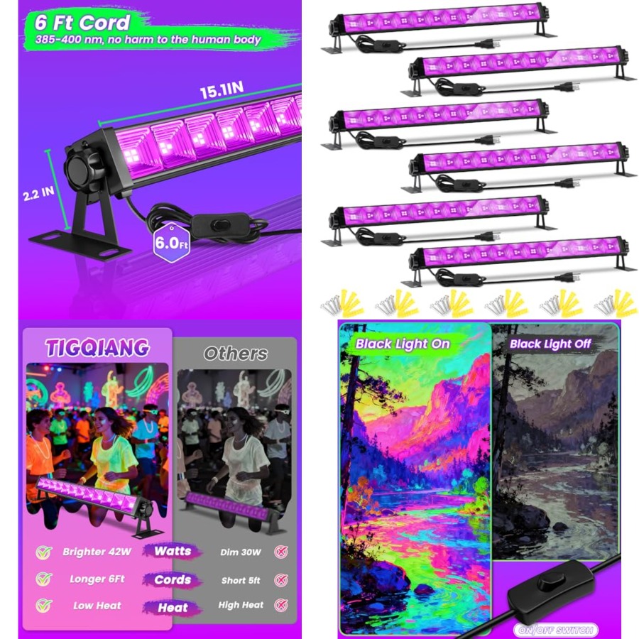 Party Supplies - شريط إضاءة LED أسود بقوة 4