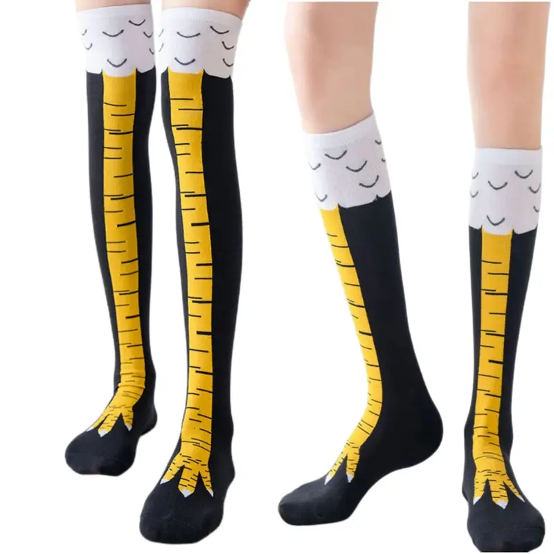 Funny Chicken Leg Socks - 1/2/4 أزواج من الجوارب النسائية الطويلة