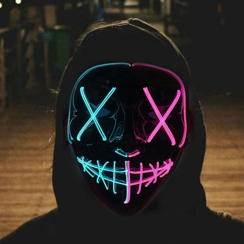 Led Purge Mask Halloween - هالوين متوهجة مخيف قناع الوجه ،