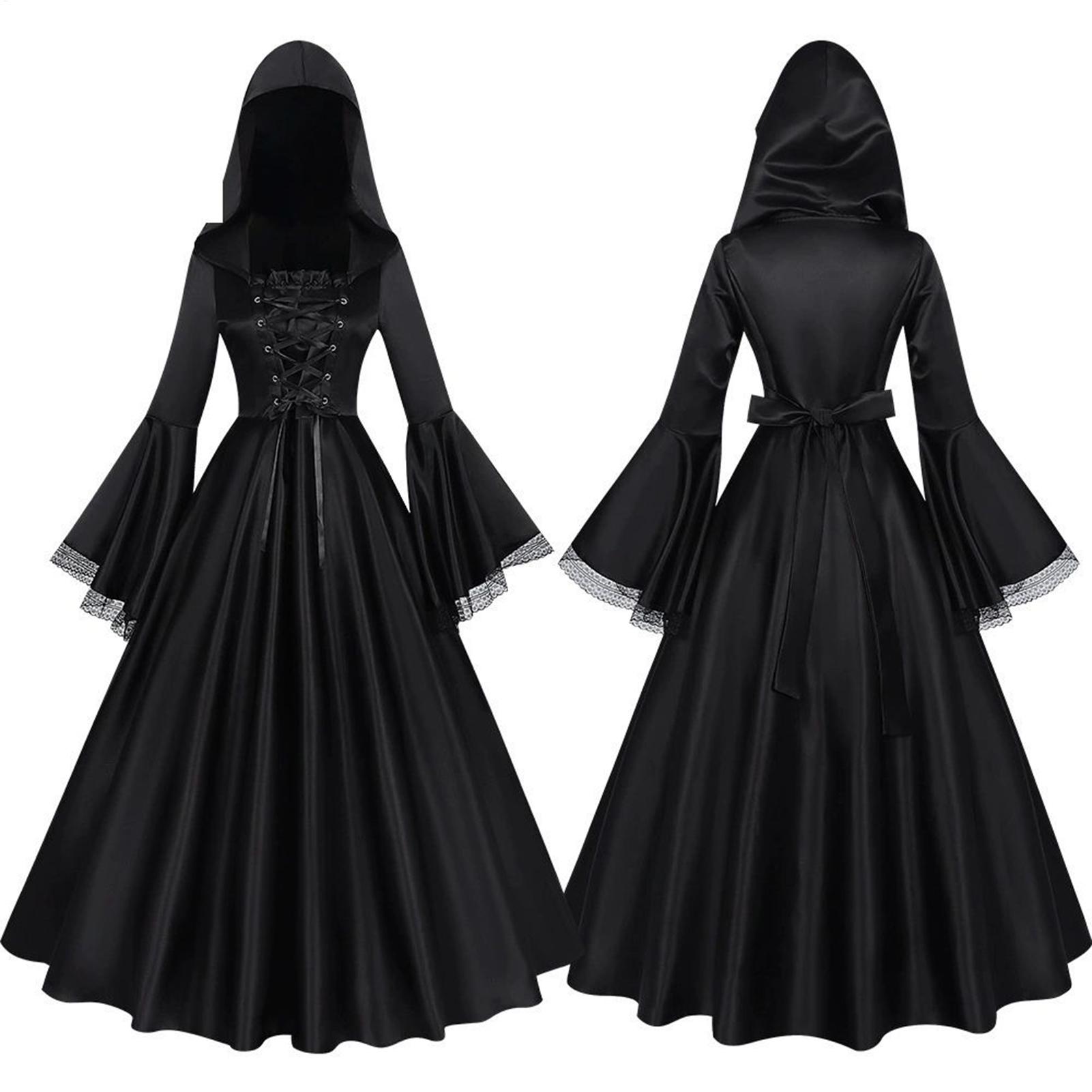 Medieval Renaissance Dress Women - زي ساحرة الهالوين، فستان طويل قوطي
