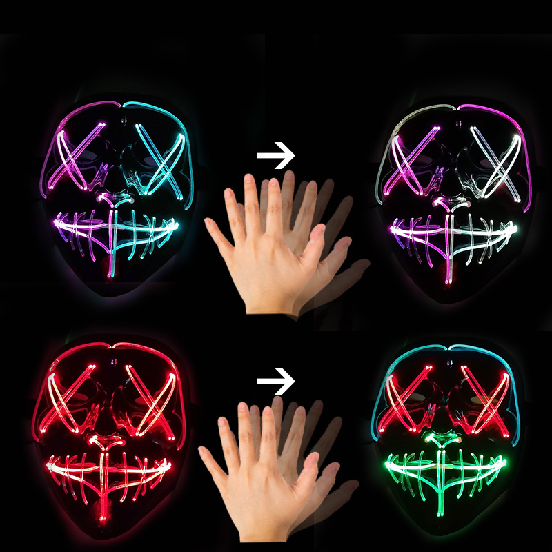 Led Purge Mask Halloween - قناع LED للتحكم بالإيماءات، قناع مضيء