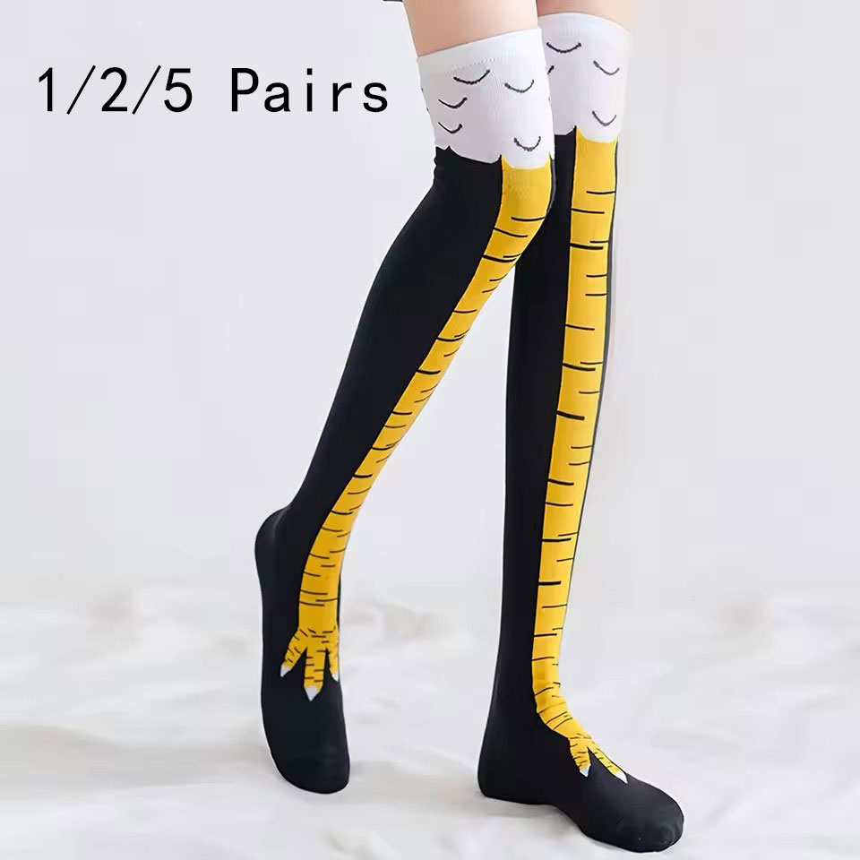 Funny Chicken Leg Socks - 1/2/5/10 Pairs النساء جوارب طويلة إلى