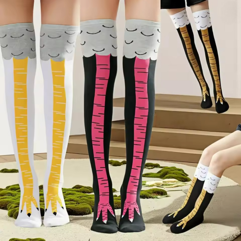 Funny Chicken Leg Socks - جوارب نسائية جديدة طويلة حتى الركبة