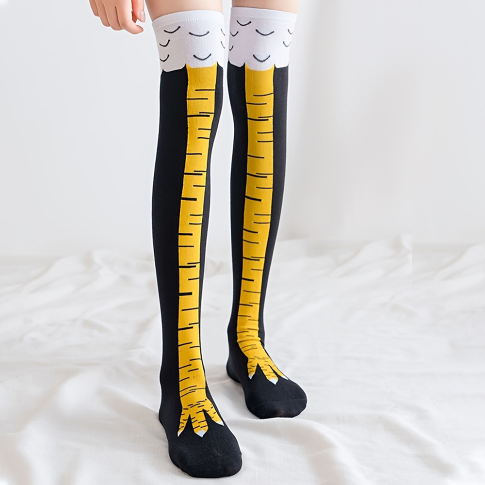Funny Chicken Leg Socks - زوج واحد من جوارب نسائية طويلة