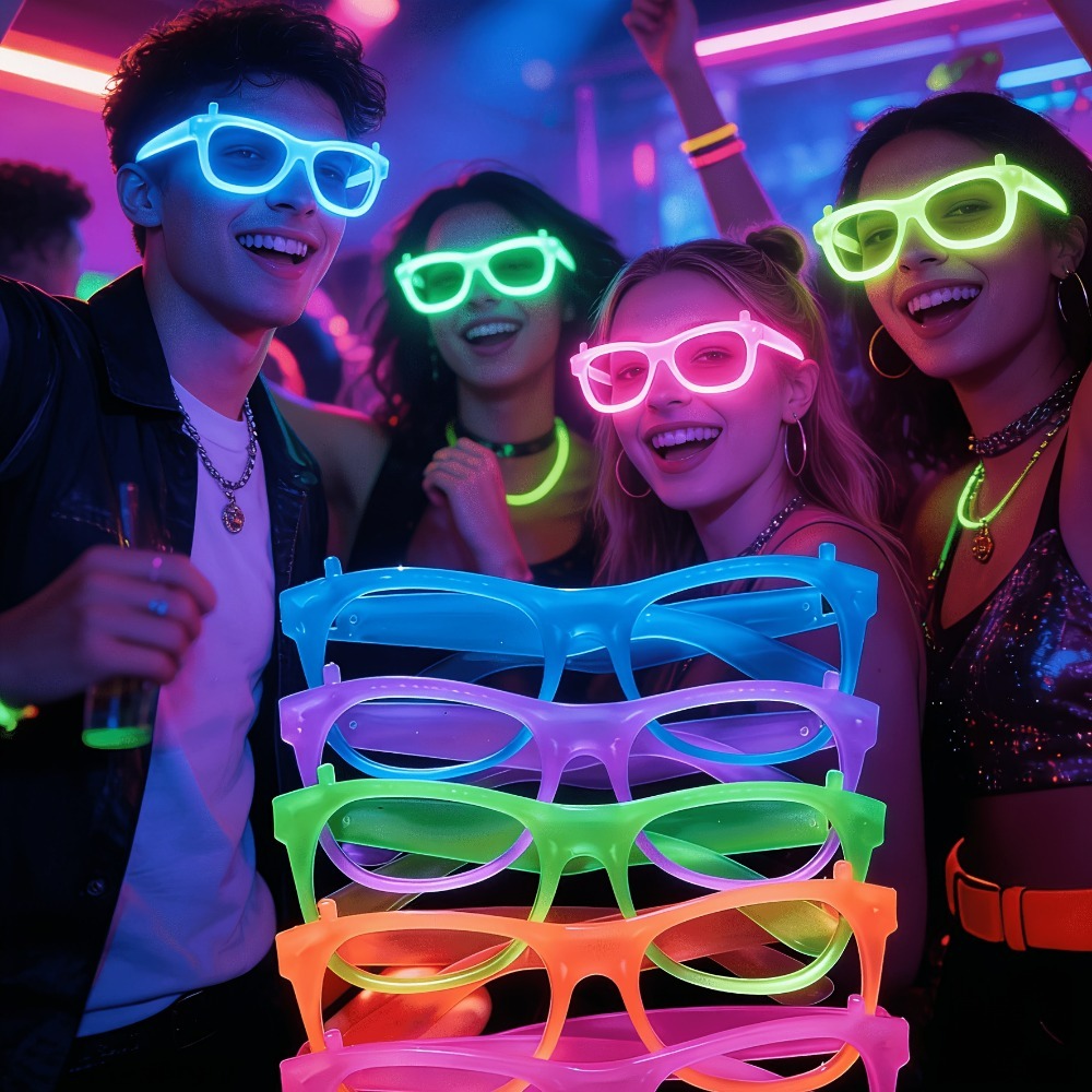 Glow In The Dark Party Glasses - 5/12 قطعة نظارات مضيئة في الظلام