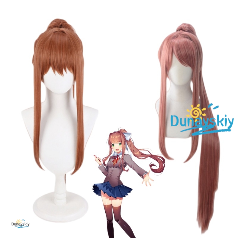 Anime Cosplay Wig Heat Resistant - باروكة شخصية مونيكا من DDLC، شعر