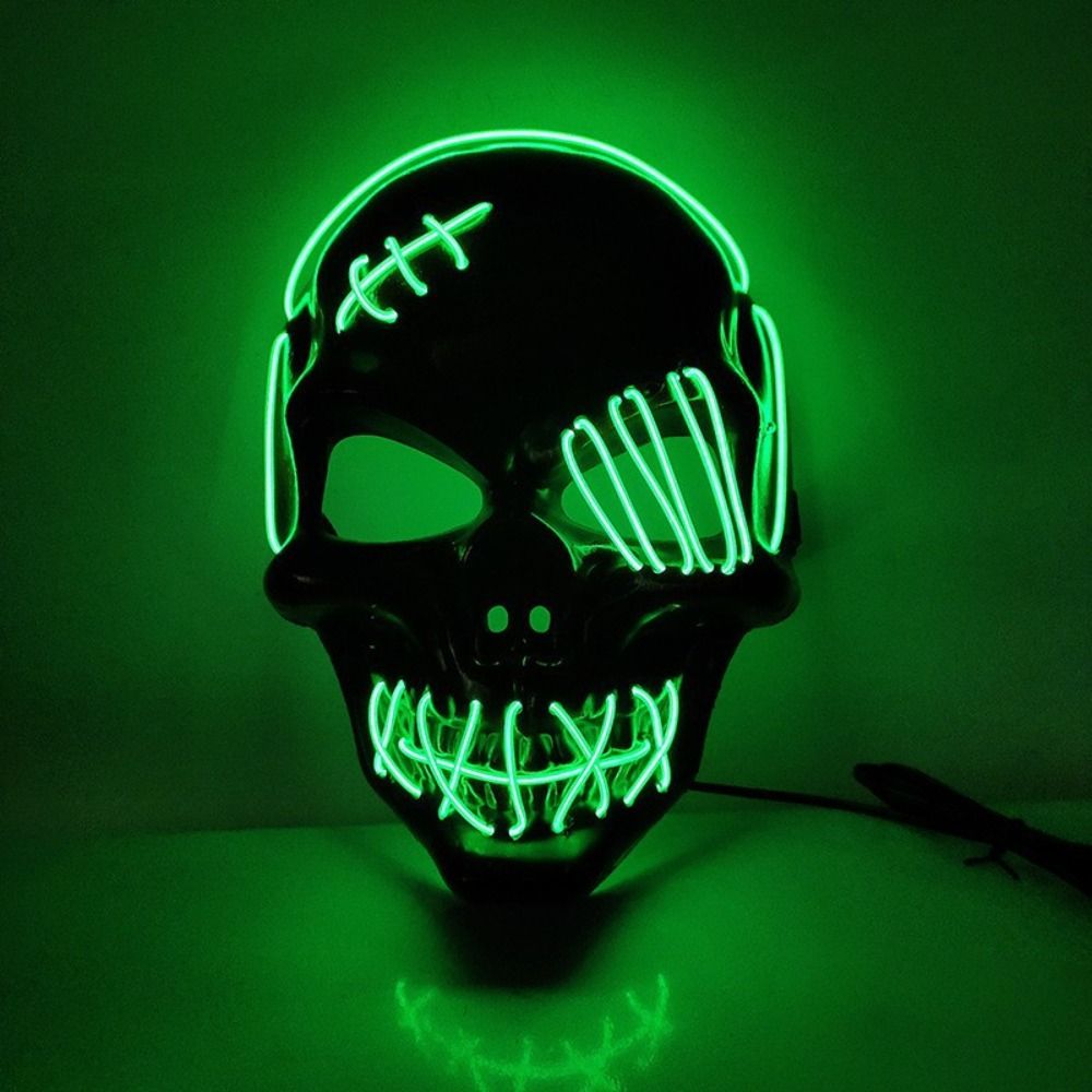 قناع جمجمة قوطي مضيء للهالوين، - مراجعة Led Purge Mask Halloween وسعره