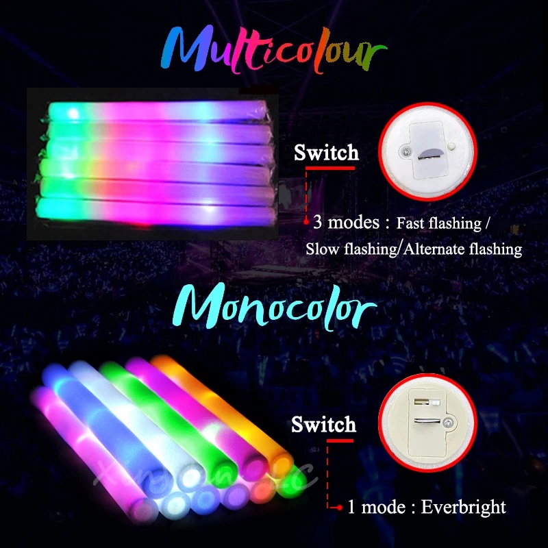 1/15/30 قطعة من عصي الإضاءة ال - مراجعة Flashing Led Foam Sticks Party وسعره