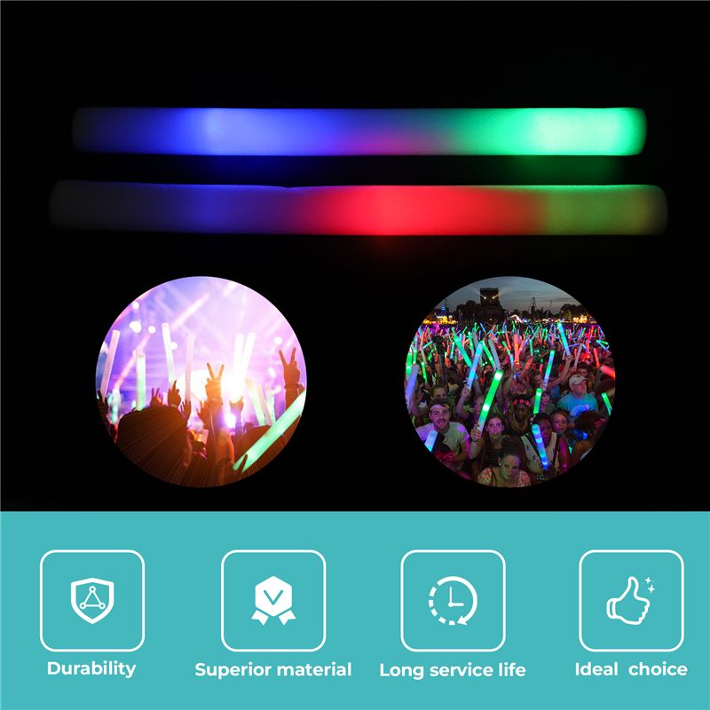 A68P-12 قطعة من عصي الفوم المض - مراجعة Flashing Led Foam Sticks Party وسعره