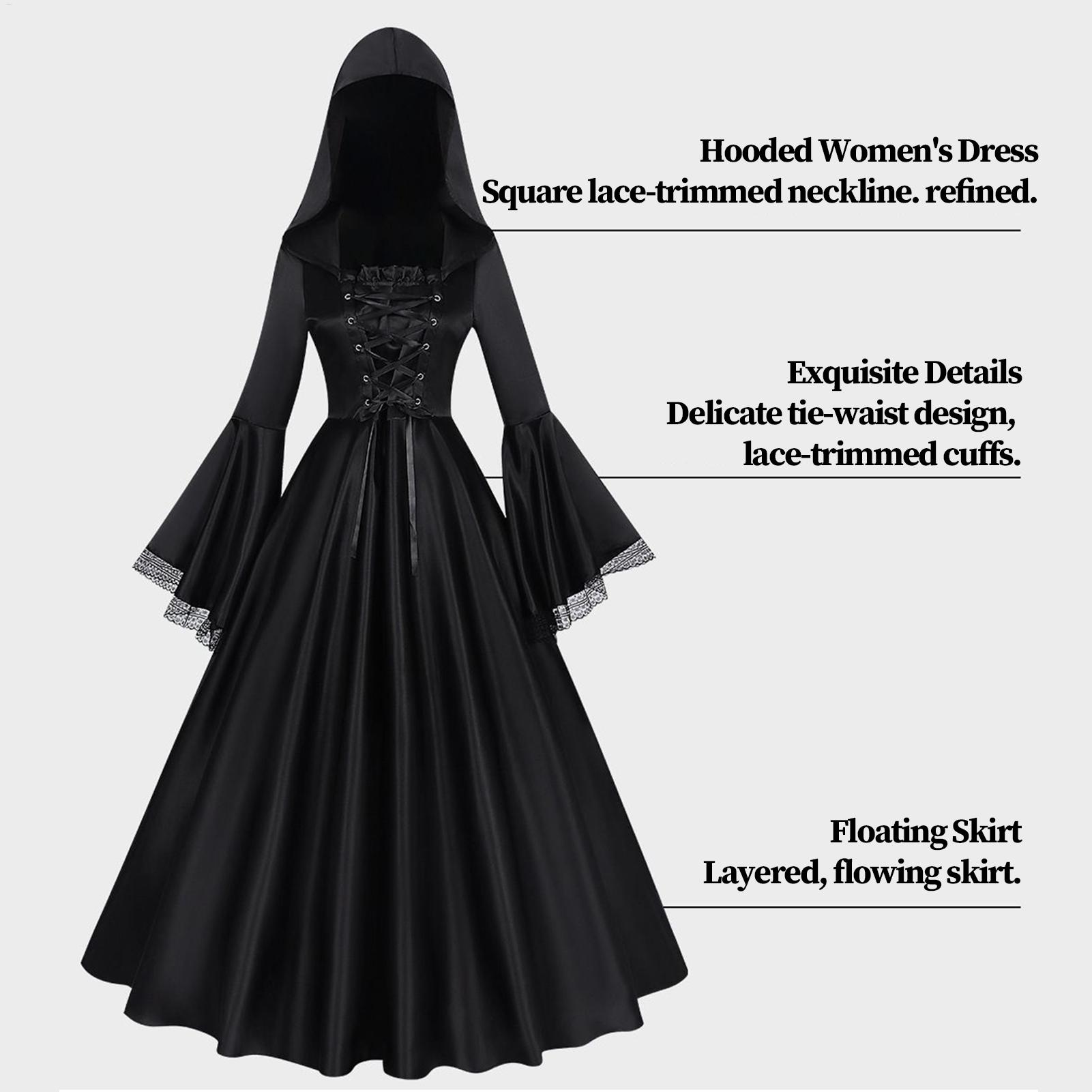 زي ساحرة الهالوين، فستان طويل  - مراجعة Medieval Renaissance Dress Women وسعره