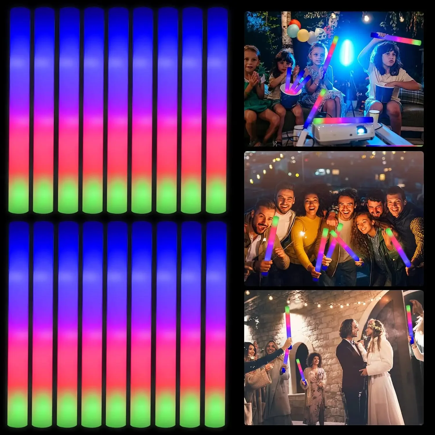 3Z-50 قطعة من عصي الإضاءة الرغ - مراجعة Flashing Led Foam Sticks Party وسعره