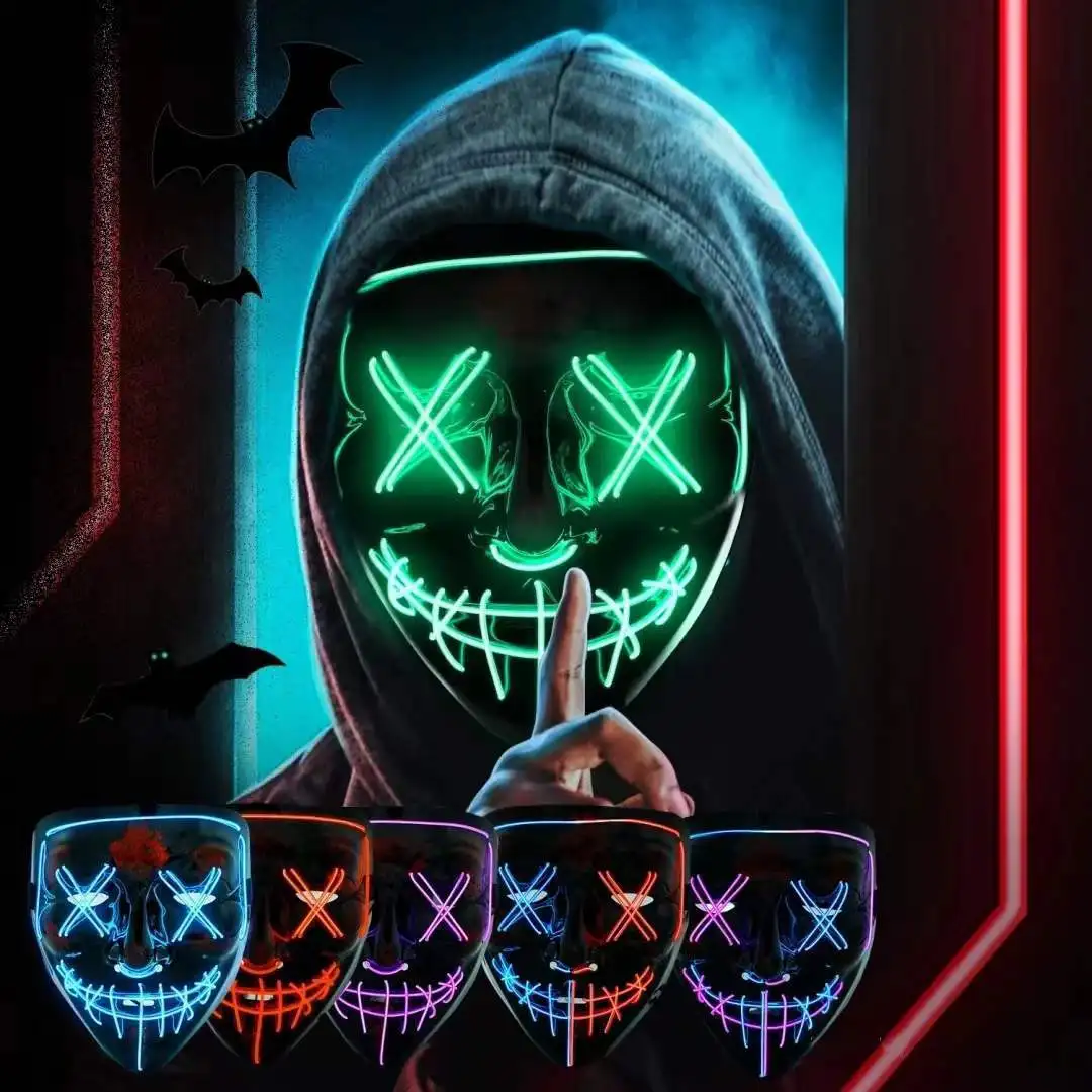 قناع متوهج مخيف لاسلكي ، تطهير - مراجعة Led Purge Mask Halloween وسعره