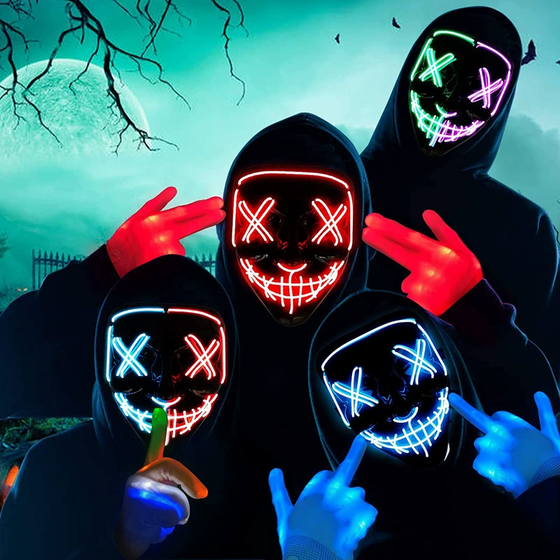 قناع نيون لاسلكي مضيء بتقنية L - مراجعة Led Purge Mask Halloween وسعره