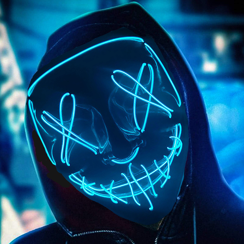 متوهجة تأثيري EL سلك النيون قن - مراجعة Led Purge Mask Halloween وسعره
