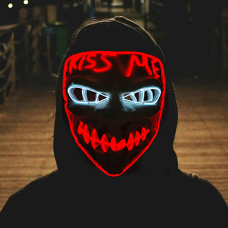 متوهجة تأثيري EL سلك النيون قن - مراجعة Led Purge Mask Halloween وسعره