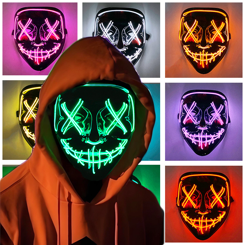 متوهجة تأثيري EL سلك النيون قن - مراجعة Led Purge Mask Halloween وسعره