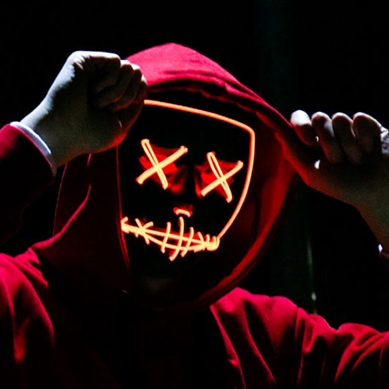 قناع الهالوين المخيف بتصميم في - مراجعة Led Purge Mask Halloween وسعره