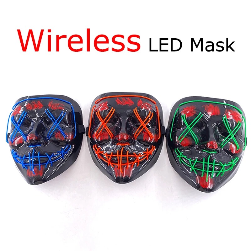 قناع نيون لاسلكي بإضاءة LED مت - مراجعة Led Purge Mask Halloween وسعره
