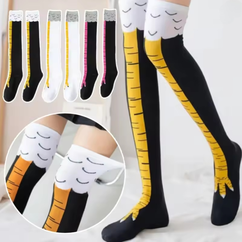 جوارب نسائية جديدة طويلة حتى ا - مراجعة Funny Chicken Leg Socks وسعره