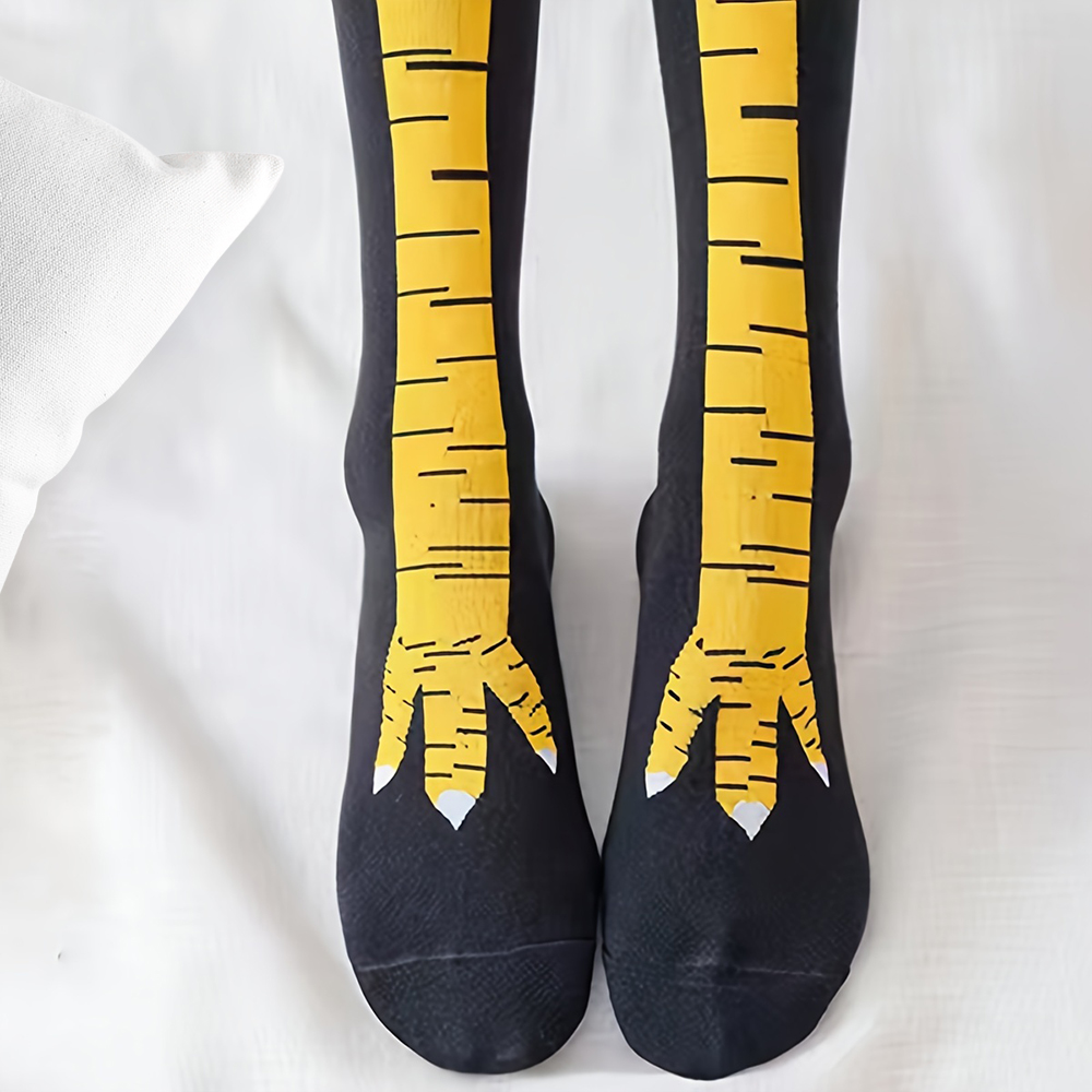 زوج واحد من جوارب نسائية طويلة - مراجعة Funny Chicken Leg Socks وسعره