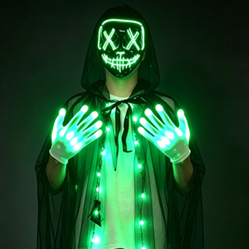 قناع جمجمة LED مع قفازات مضيئة - مراجعة Led Purge Mask Halloween وسعره