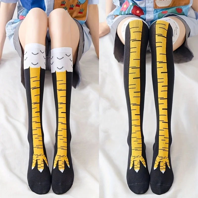 1/2 زوج من الجوارب الطويلة على - مراجعة Funny Chicken Leg Socks وسعره
