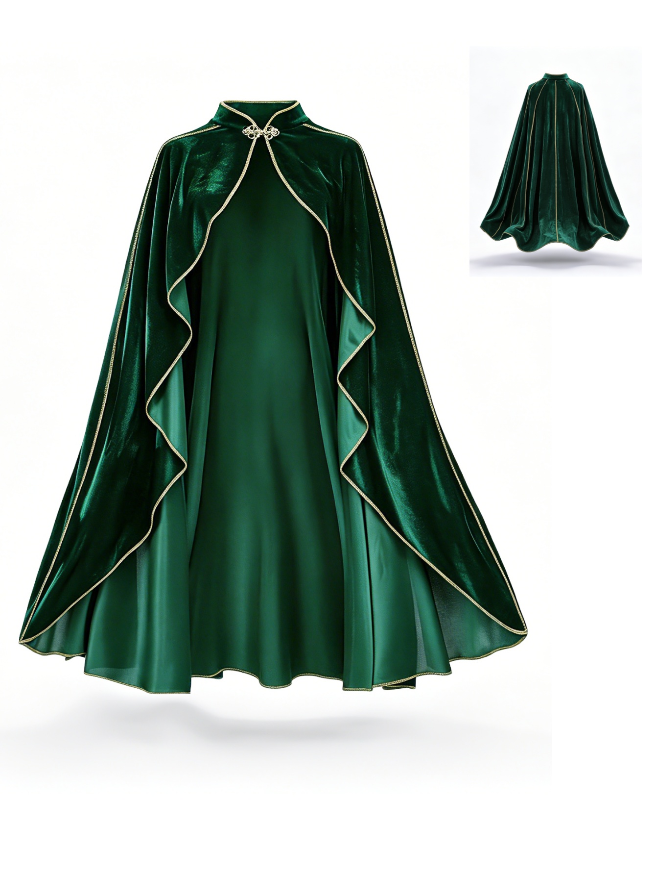 عباءة نسائية من المخمل الأخضر  - مراجعة Medieval Renaissance Dress Women وسعره