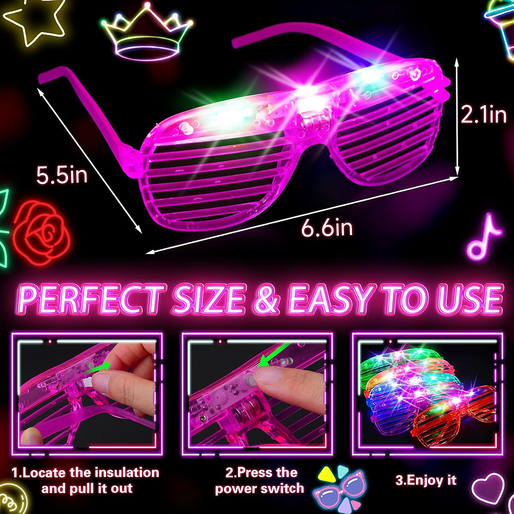نظارات LED 6 ألوان نيون تتوهج  - مراجعة Glow In The Dark Party Glasses وسعره